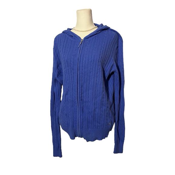 IZOD Women’s Zip Up Blue Light Jacket Hooded Sz XL - Picture 1 of 10